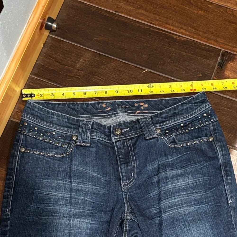 🫶🏼embellished Seven7 Women's Straight Leg Jeans - Dark Blue size 14 - Picture 7 of 11